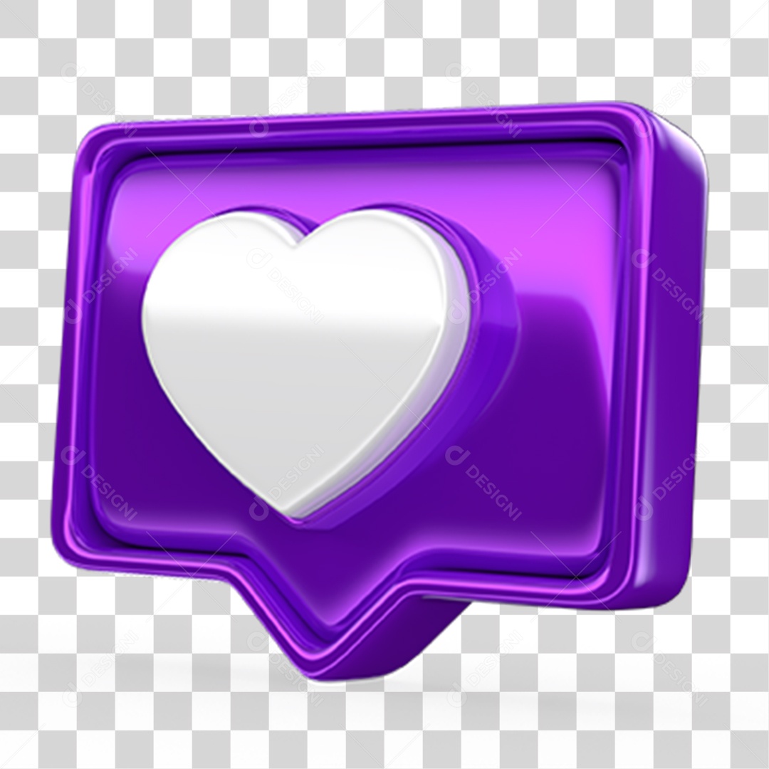 Ícone 3D Balão com Coração PNG Transparente