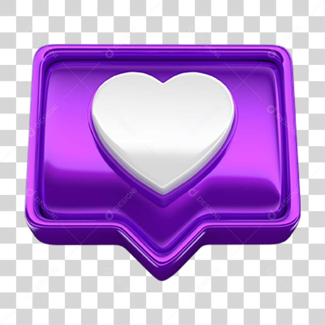 Ícone 3D Balão com Coração PNG Transparente