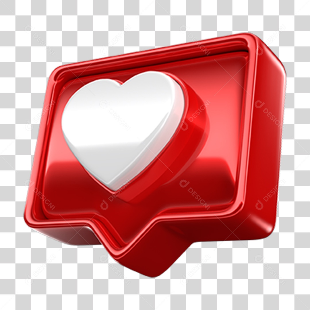 Ícone 3D Balão com Coração PNG Transparente