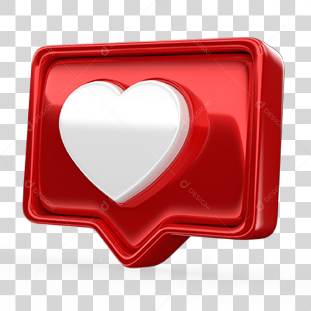 Ícone 3D Balão com Coração PNG Transparente