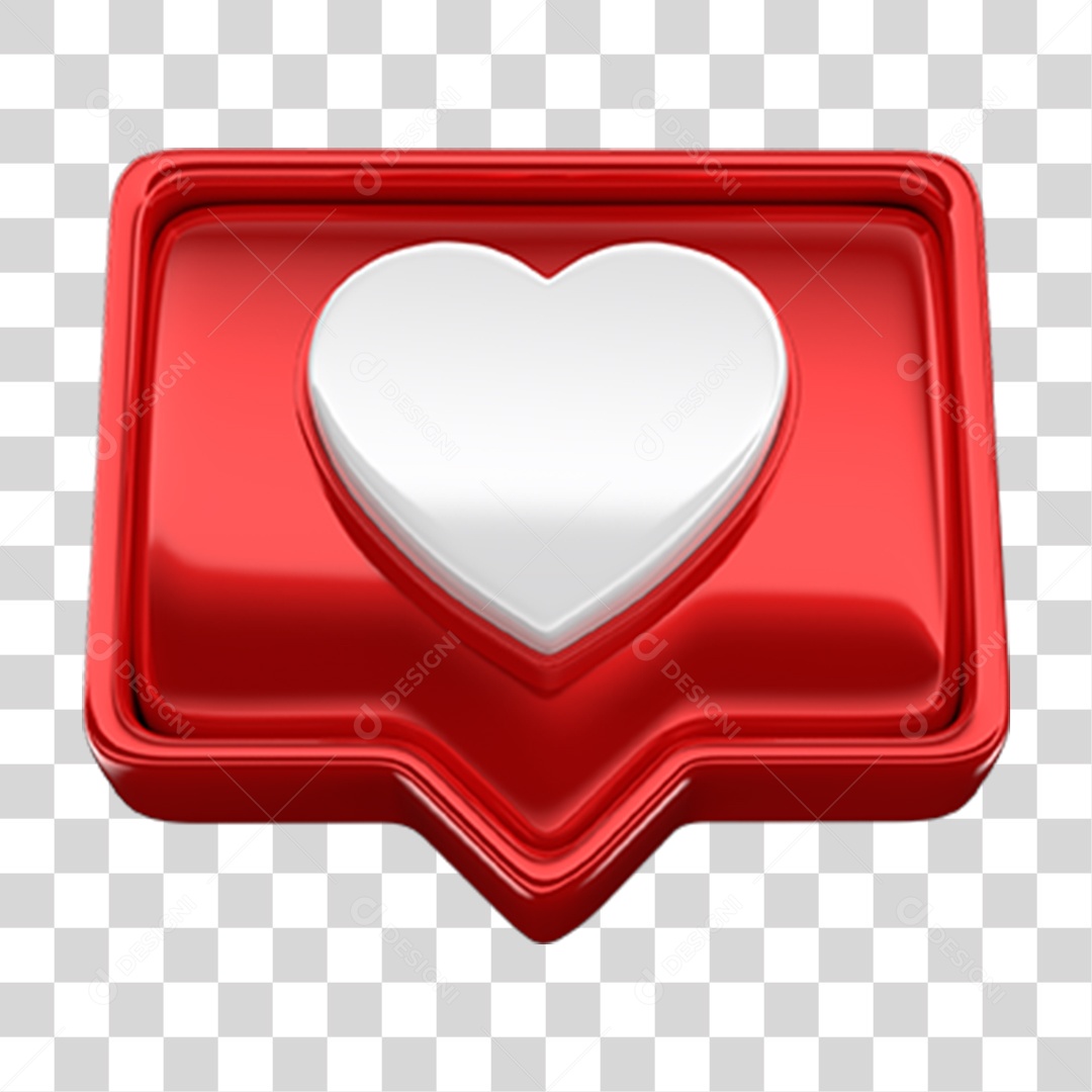 Ícone 3D Balão com Coração PNG Transparente