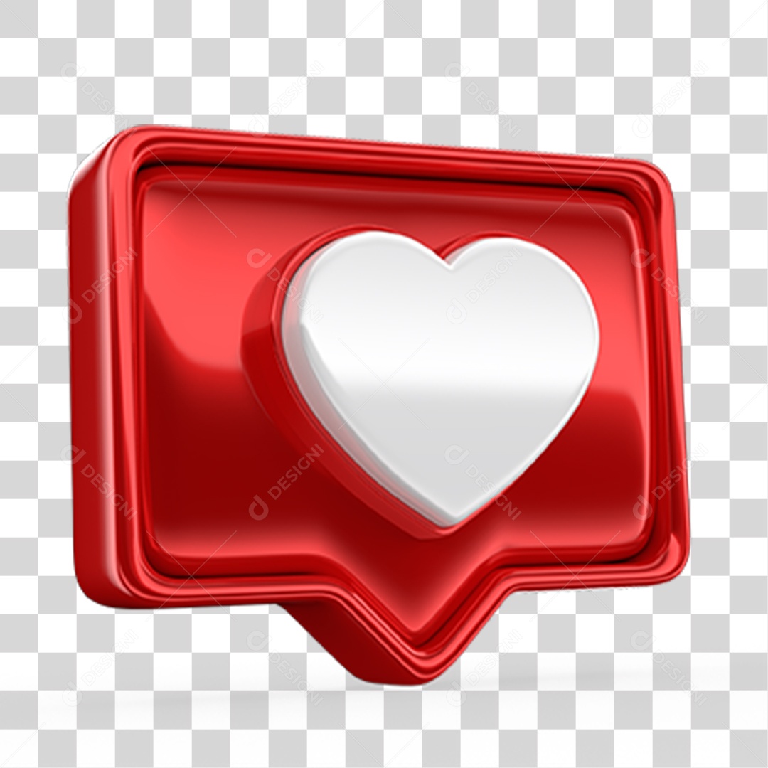Ícone 3D Balão com Coração PNG Transparente