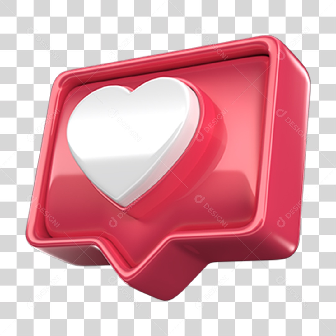 Ícone 3D Balão com Coração PNG Transparente