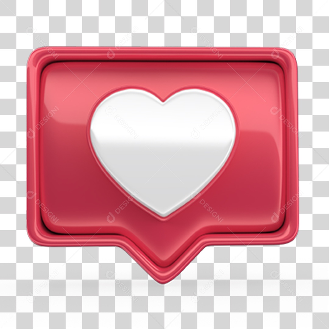 Ícone 3D Balão com Coração PNG Transparente
