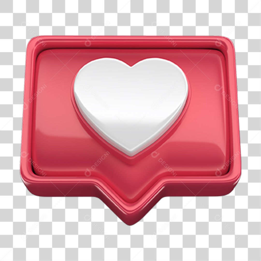 Ícone 3D Balão com Coração PNG Transparente