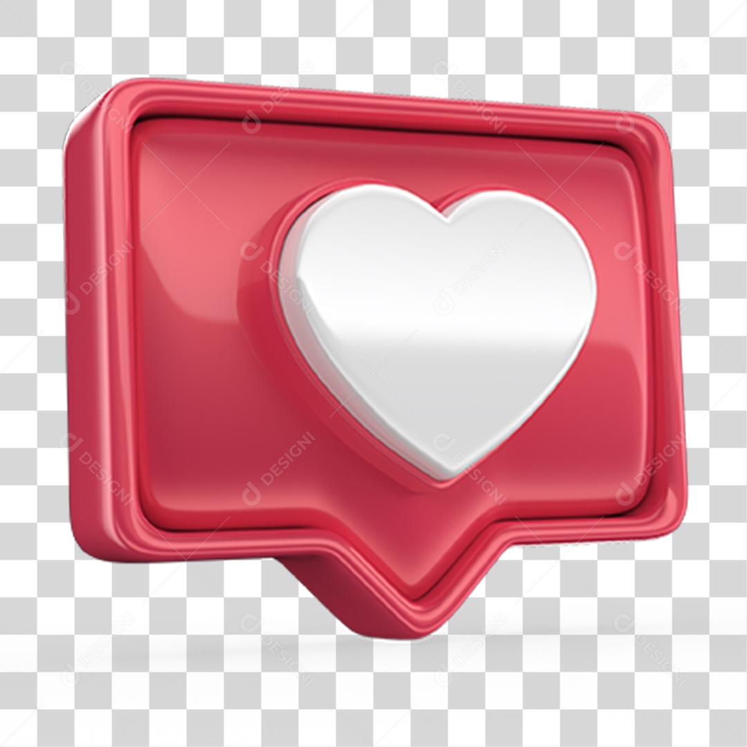 Ícone 3D Balão com Coração PNG Transparente