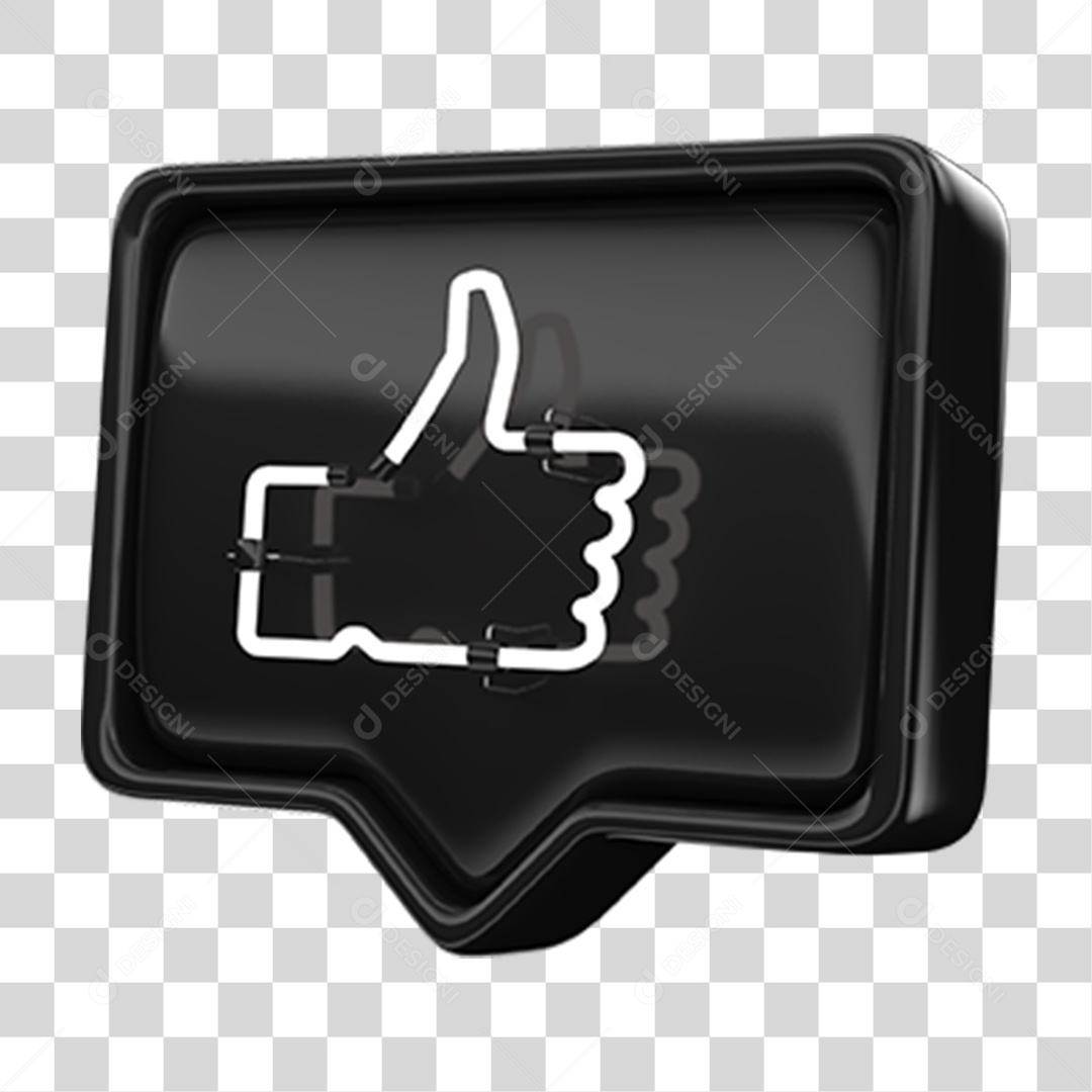 Ícone 3D Balão com Like Neon PNG Transparente