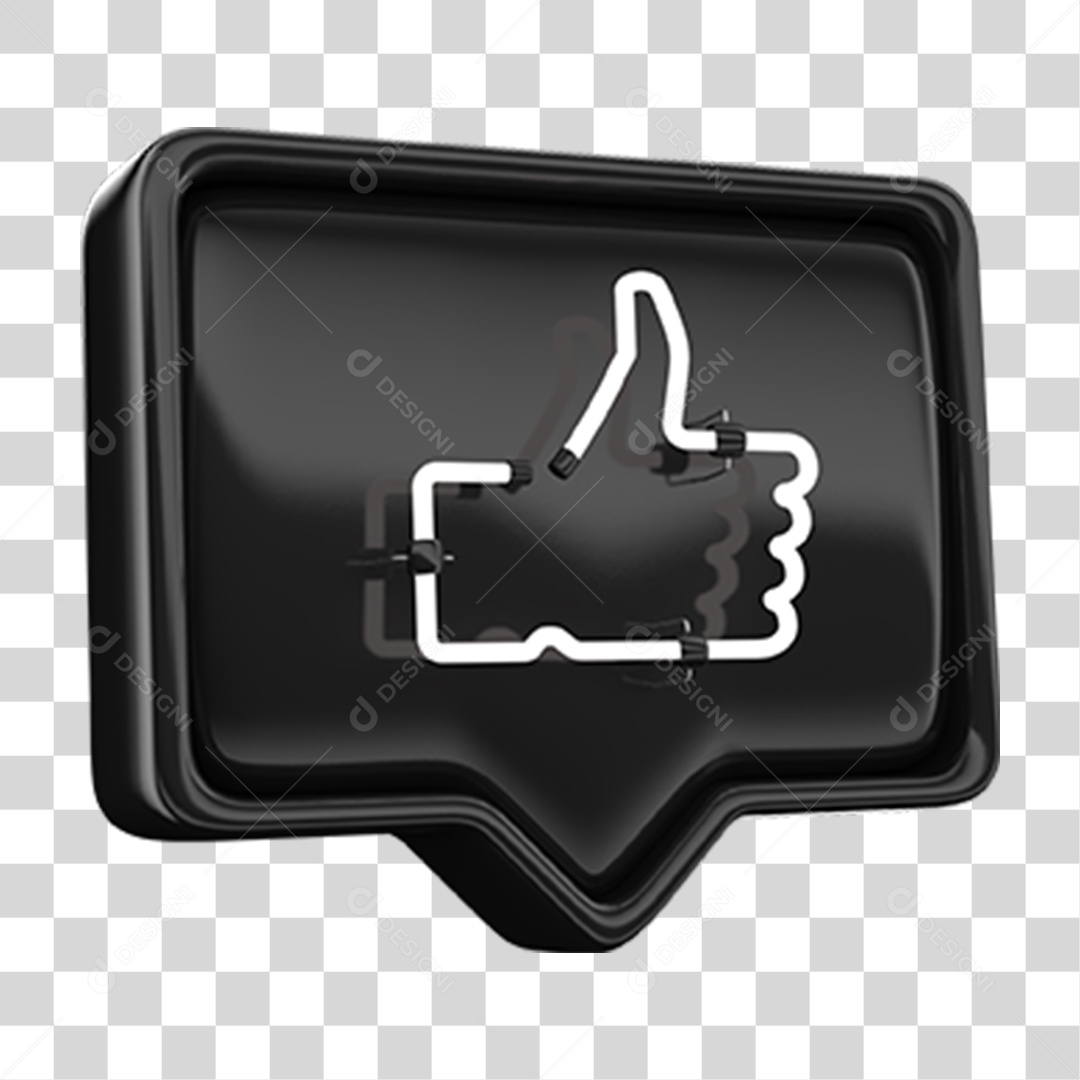 Ícone 3D Balão com Like Neon PNG Transparente