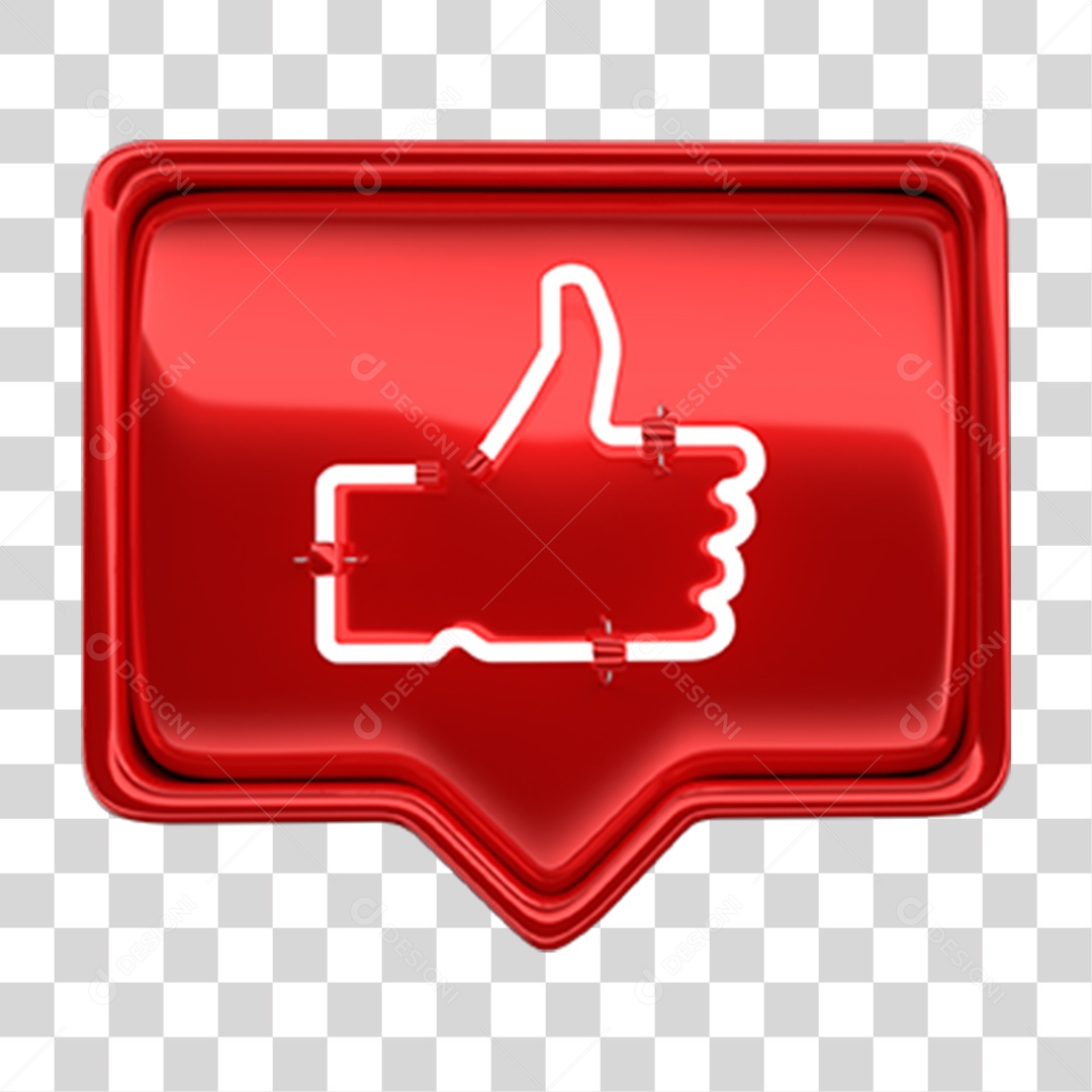 Ícone 3D Balão com Like Neon PNG Transparente