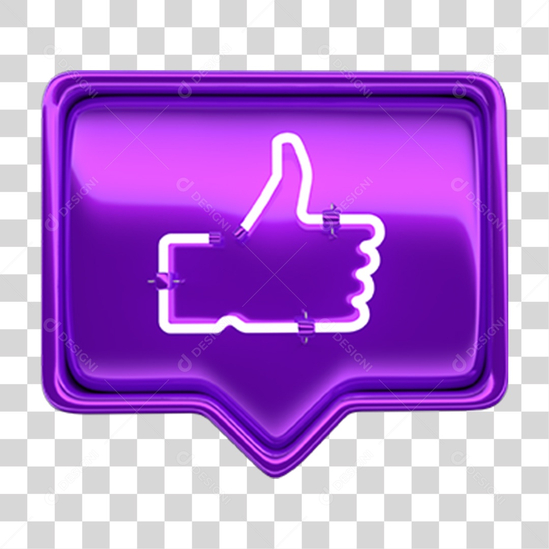 Ícone 3D Balão com Like Neon PNG Transparente