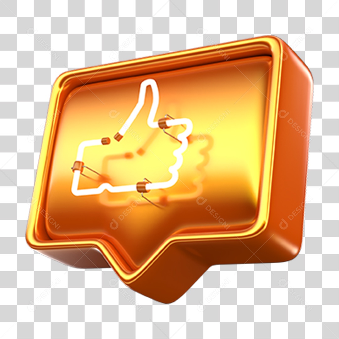 Ícone 3D Balão com Like Neon PNG Transparente
