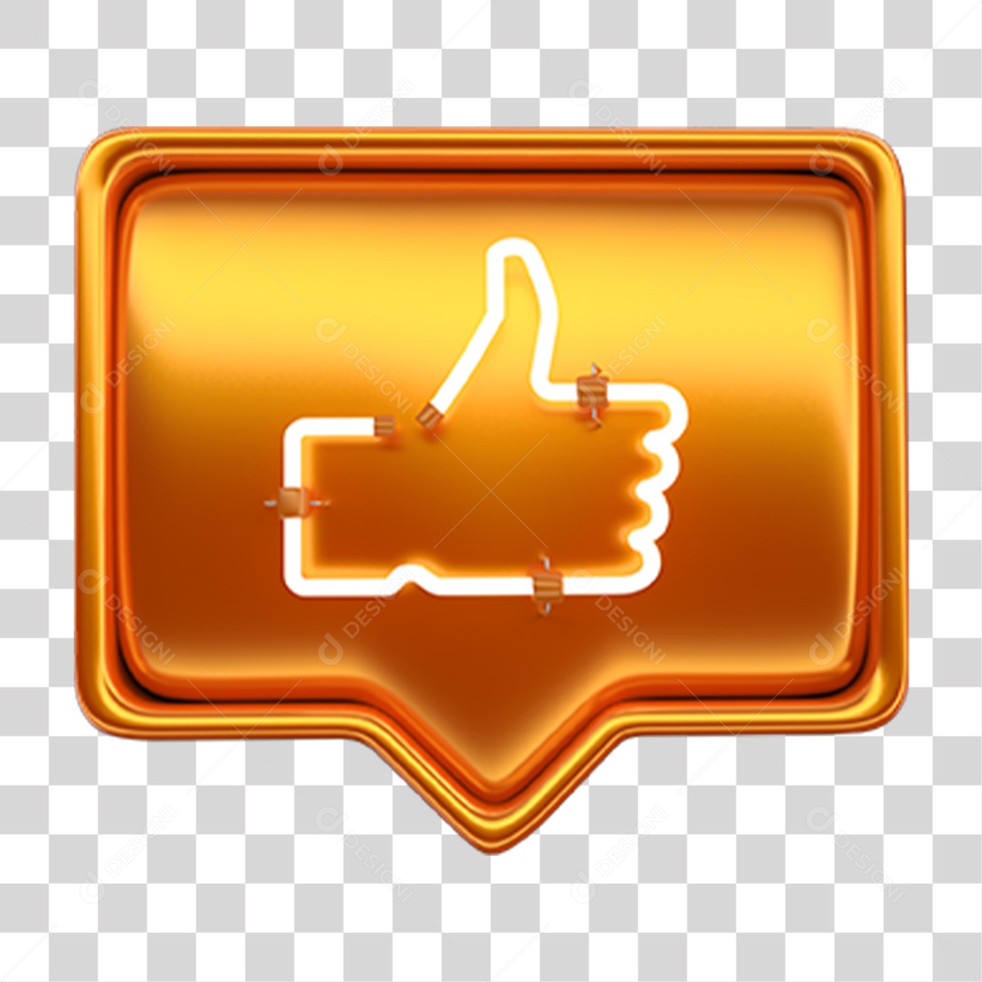 Ícone 3D Balão com Like Neon PNG Transparente