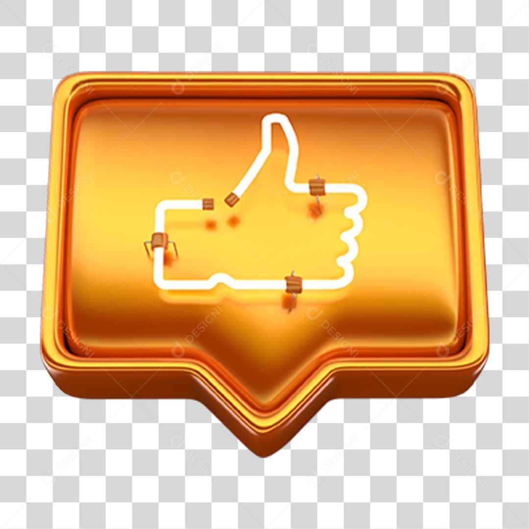 Ícone 3D Balão com Like Neon PNG Transparente