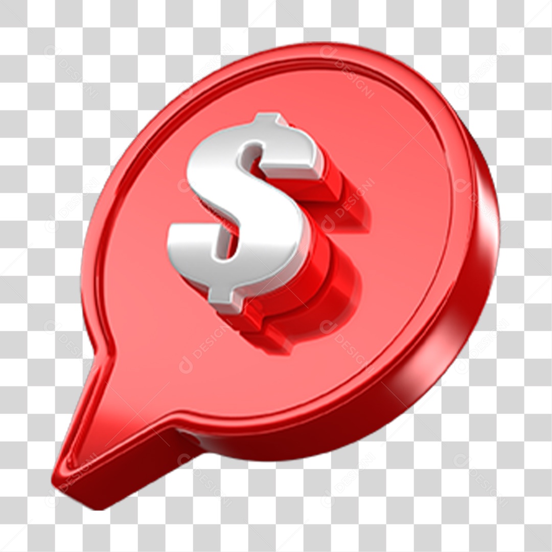 Ícone 3D Balão com Cifrão PNG Transparente