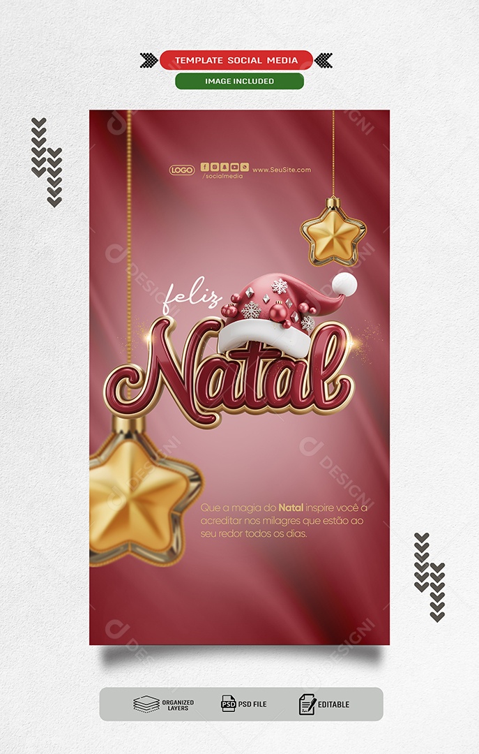 Story Feliz Natal 25 de Dezembro Temprada de Natal Social Media PSD Editável