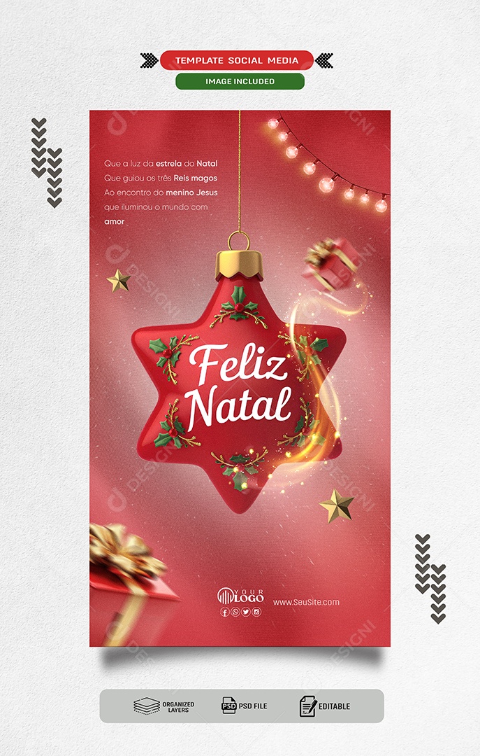 Story Feliz Natal 25 de Dezembro Temprada de Natal Social Media PSD Editável