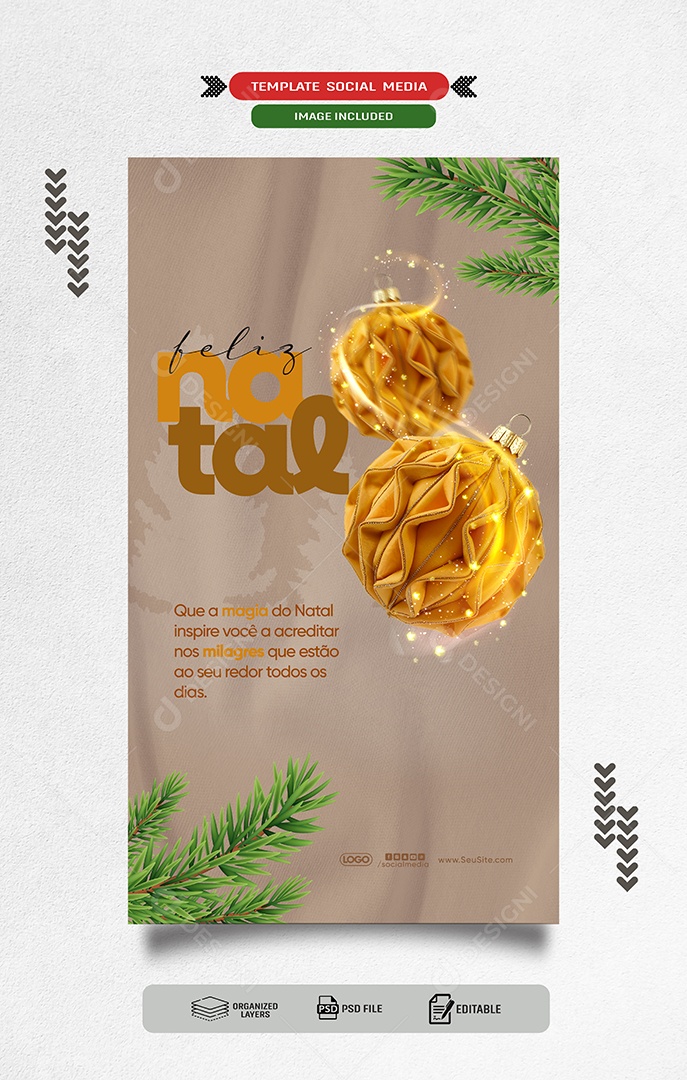 Story Feliz Natal 25 de Dezembro Temprada de Natal Social Media PSD Editável