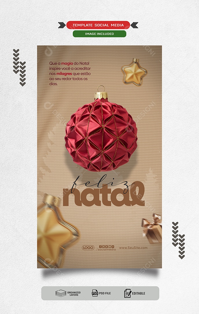 Story Feliz Natal 25 de Dezembro Temprada de Natal Social Media PSD Editável