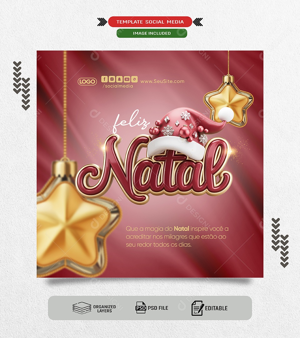 Feliz Natal 25 de Dezembro Temprada de Natal Social Media PSD Editável