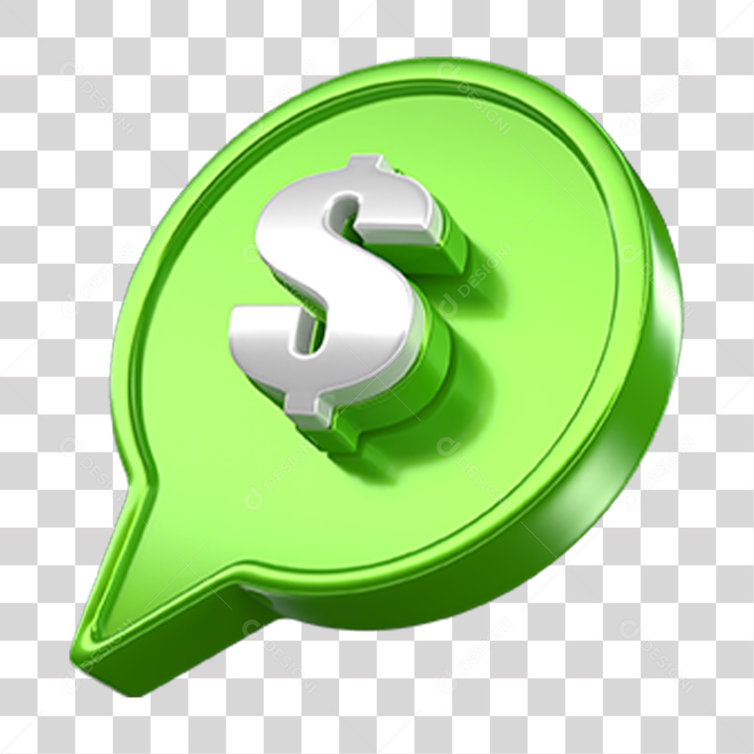 Ícone 3D Balão com Cifrão PNG Transparente