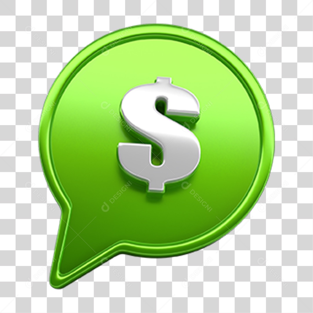 Ícone 3D Balão com Cifrão PNG Transparente