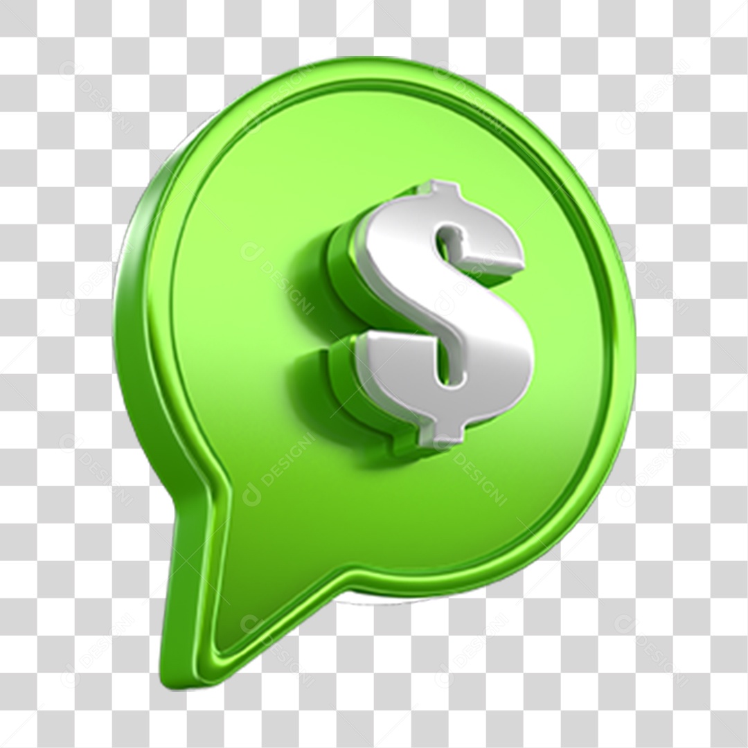 Ícone 3D Balão com Cifrão PNG Transparente