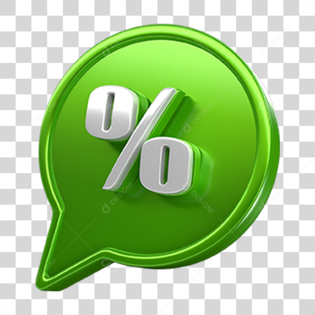 Ícone 3D Balão com Porcentagem PNG Transparente