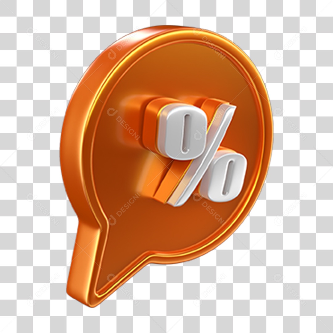 Ícone 3D Balão com Porcentagem PNG Transparente