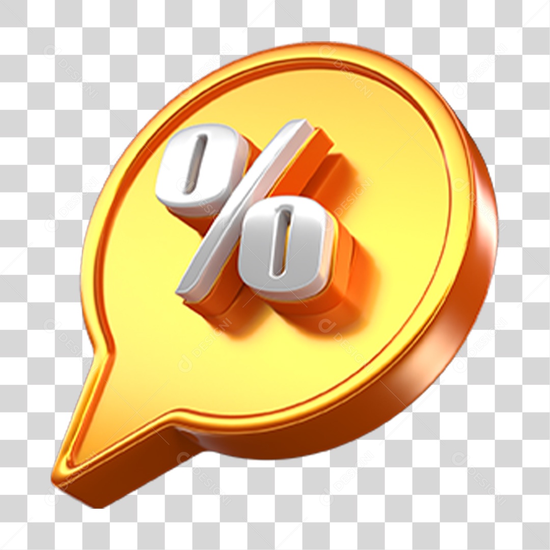 Ícone 3D Balão com Porcentagem PNG Transparente