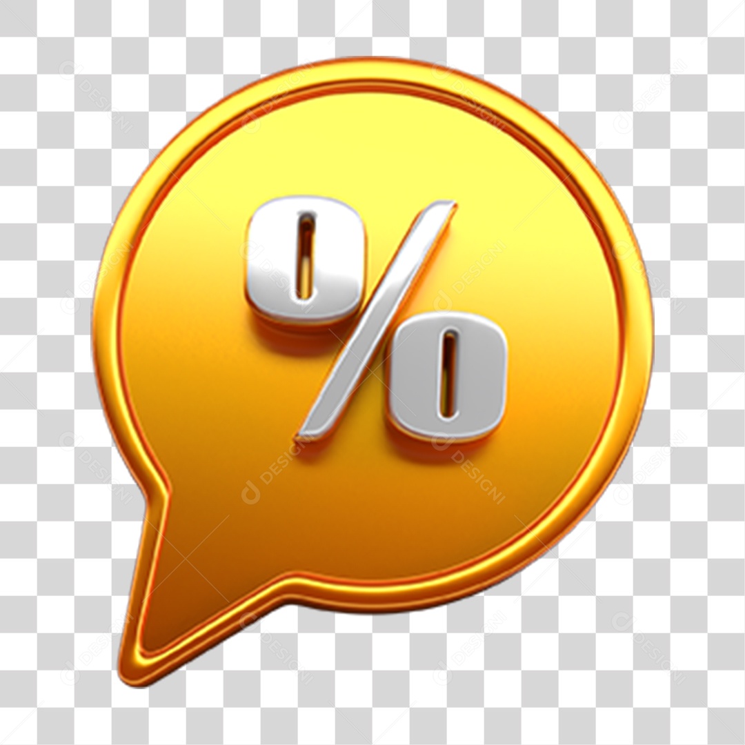 Ícone 3D Balão com Porcentagem PNG Transparente