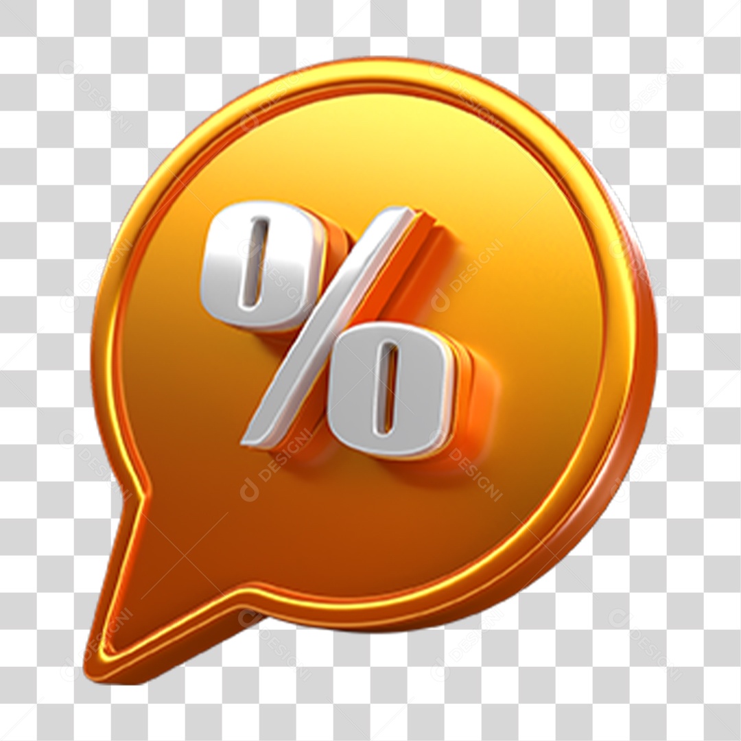 Ícone 3D Balão com Porcentagem PNG Transparente