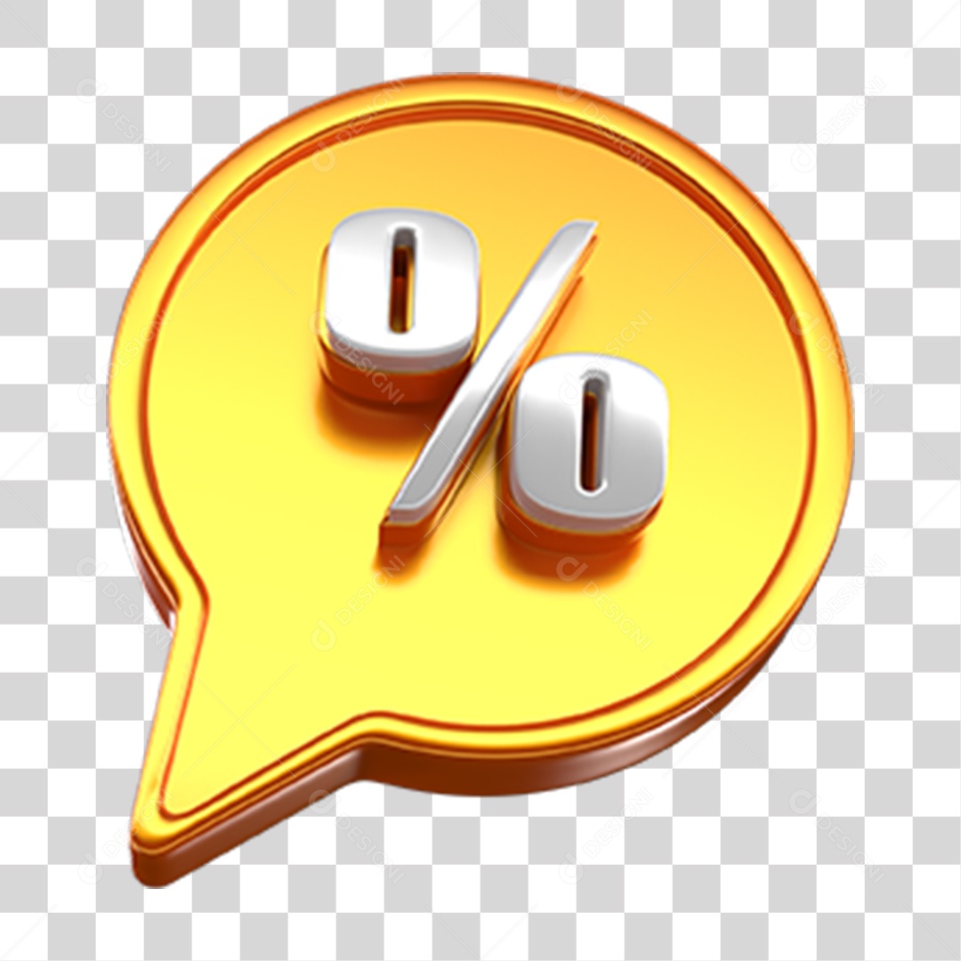 Ícone 3D Balão com Porcentagem PNG Transparente