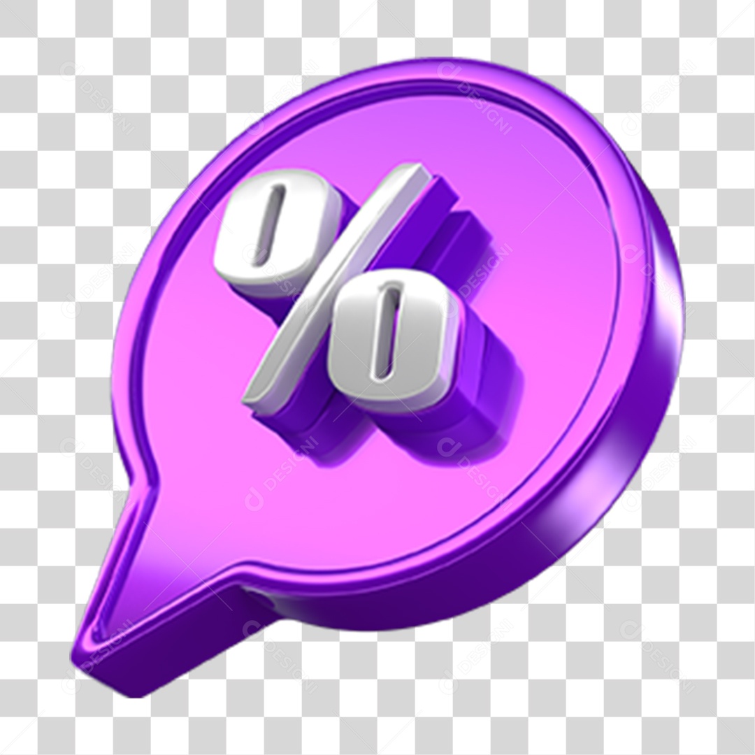 Ícone 3D Balão com Porcentagem PNG Transparente
