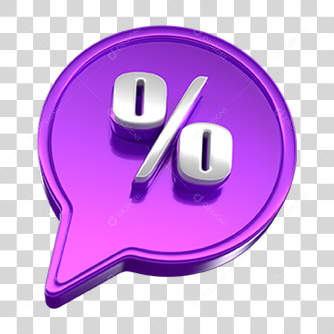 Ícone 3D Balão com Porcentagem PNG Transparente