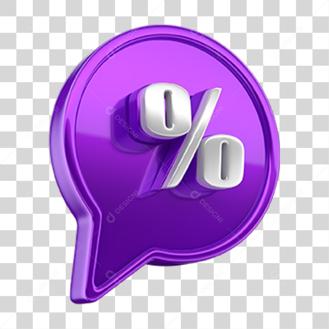 Ícone 3D Balão com Porcentagem PNG Transparente