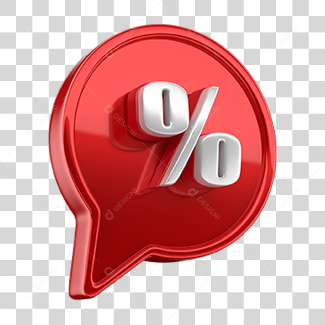 Ícone 3D Balão com Porcentagem PNG Transparente