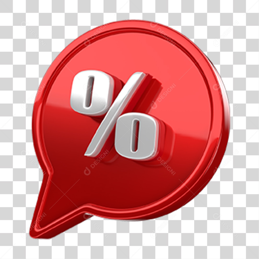 Ícone 3D Balão com Porcentagem PNG Transparente