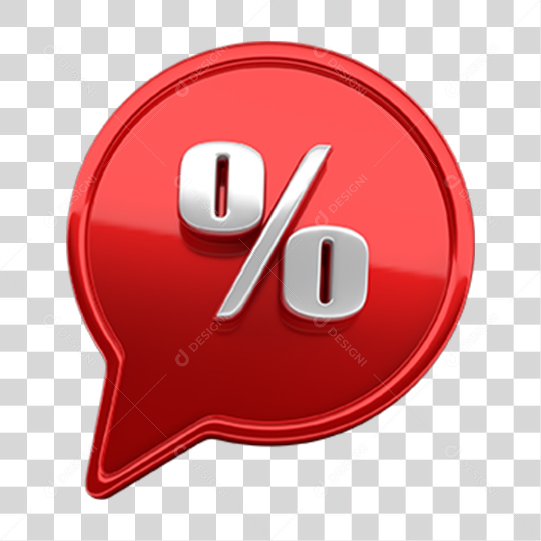 Ícone 3D Balão com Porcentagem PNG Transparente