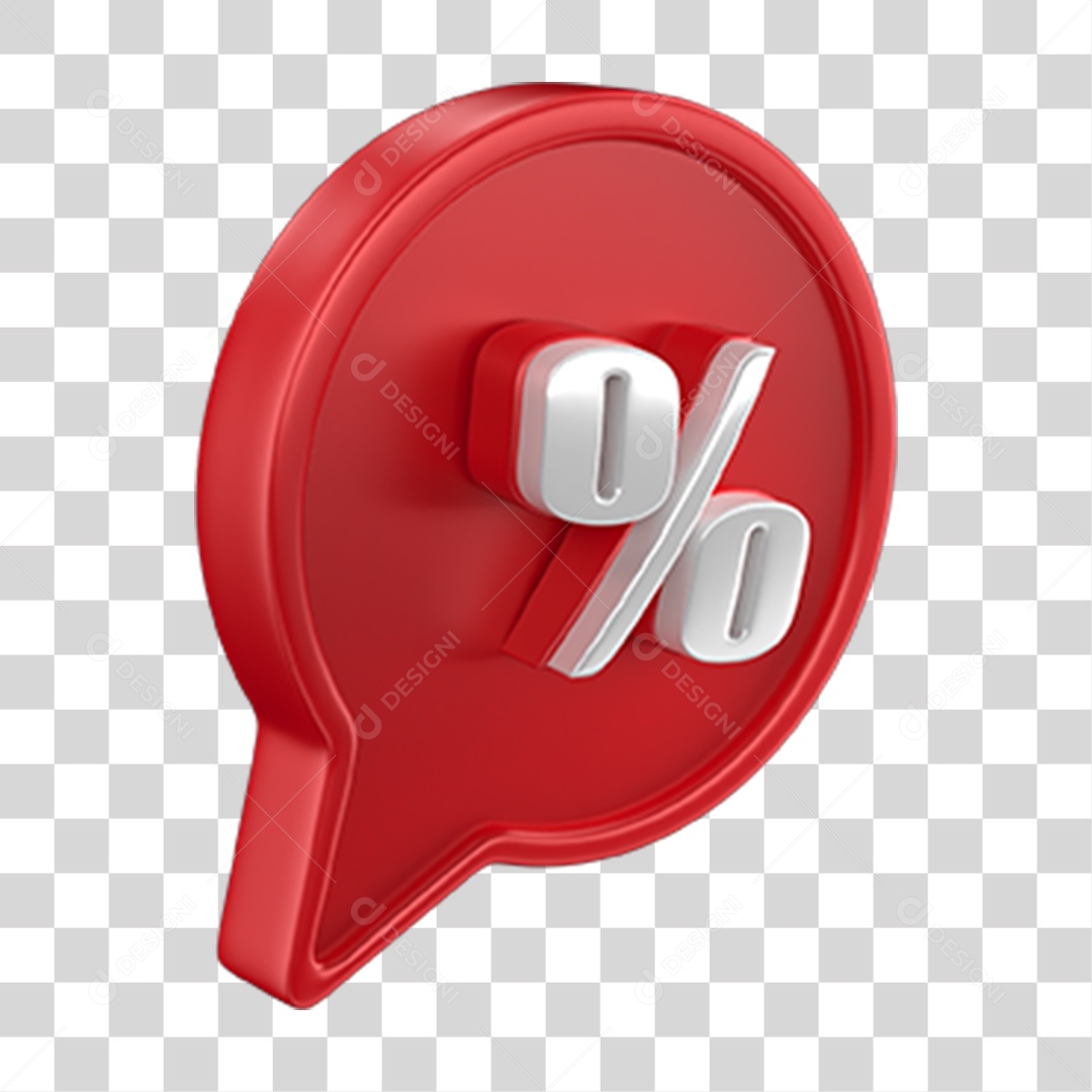 Ícone 3D Balão com Porcentagem PNG Transparente