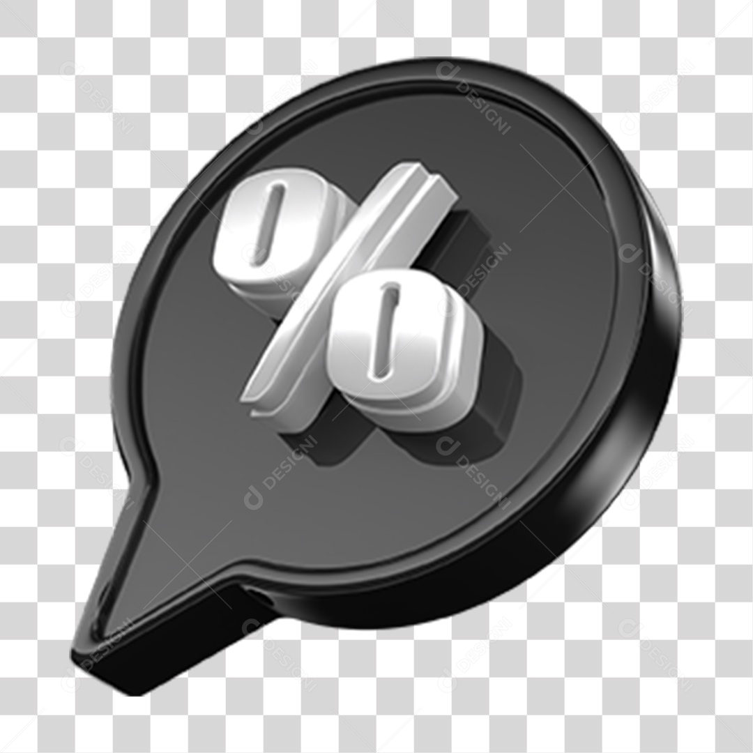 Ícone 3D Balão com Porcentagem PNG Transparente