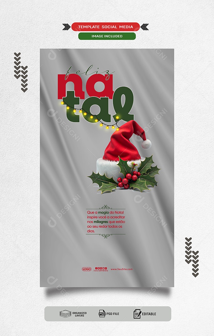 Story Feliz Natal 25 de Dezembro Boas Festas Social Media PSD Editável