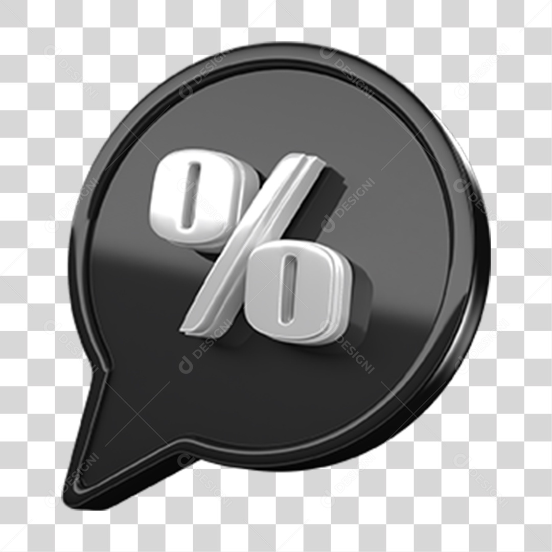 Ícone 3D Balão com Porcentagem PNG Transparente