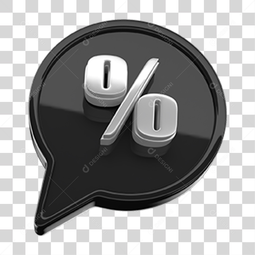 Ícone 3D Balão com Porcentagem PNG Transparente
