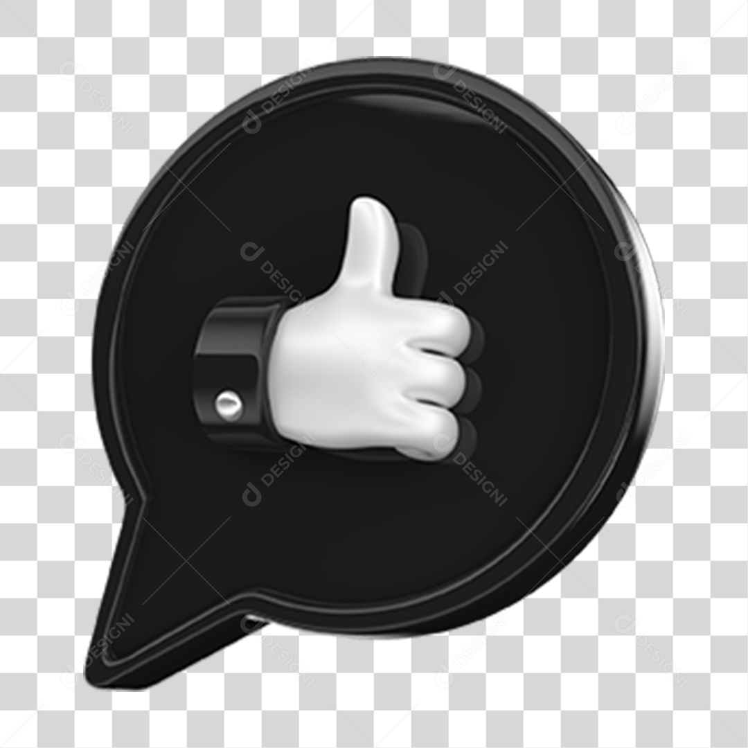 Ícone 3D Balão com Like PNG Transparente