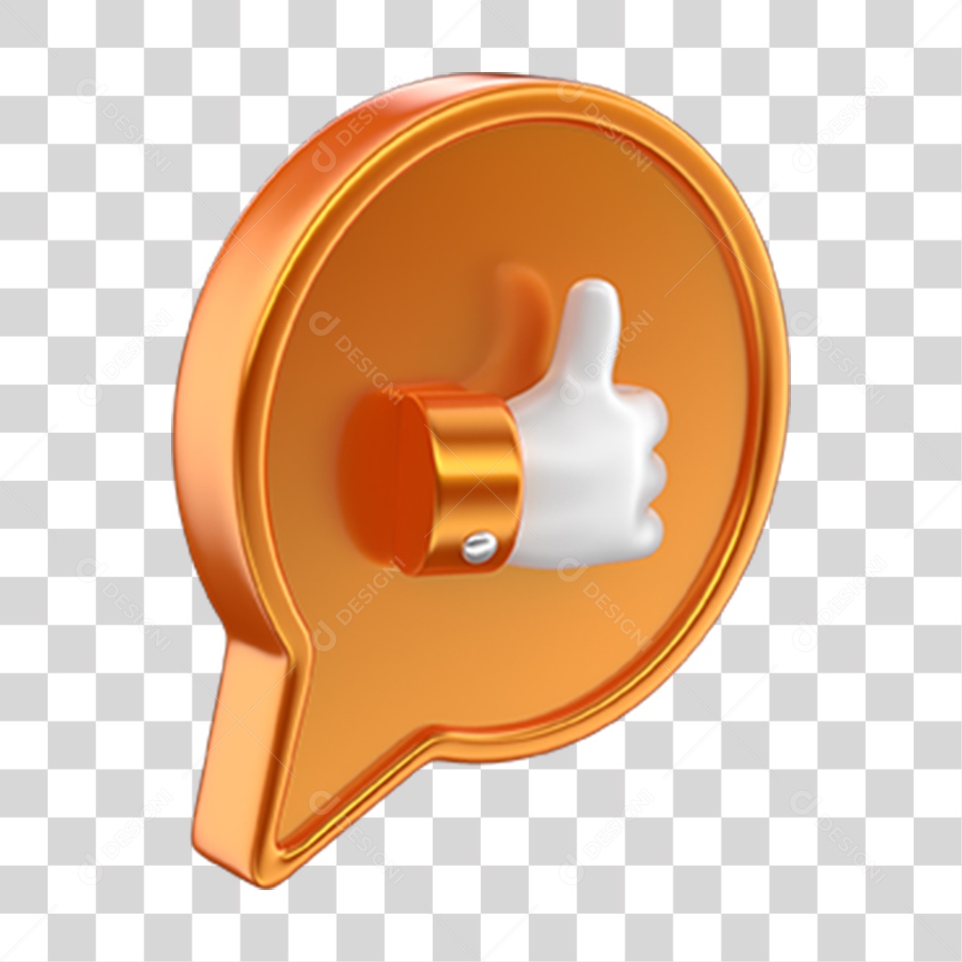 Ícone 3D Balão com Like PNG Transparente