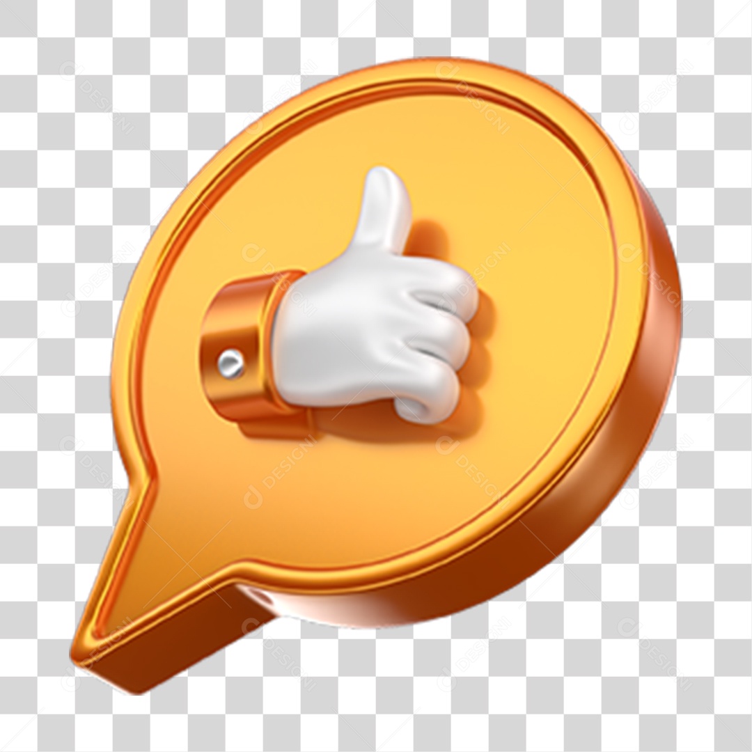 Ícone 3D Balão com Like PNG Transparente