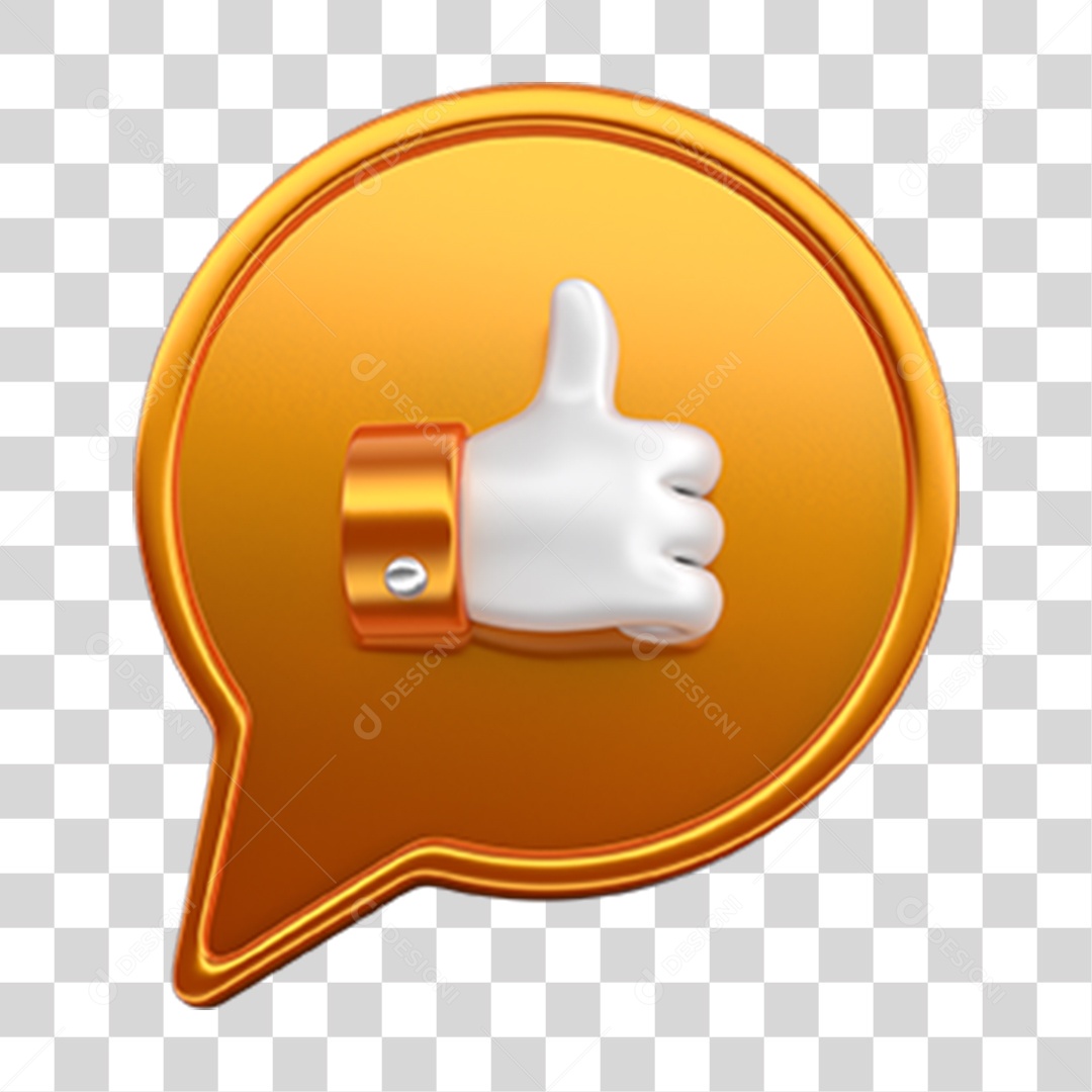 Ícone 3D Balão com Like PNG Transparente