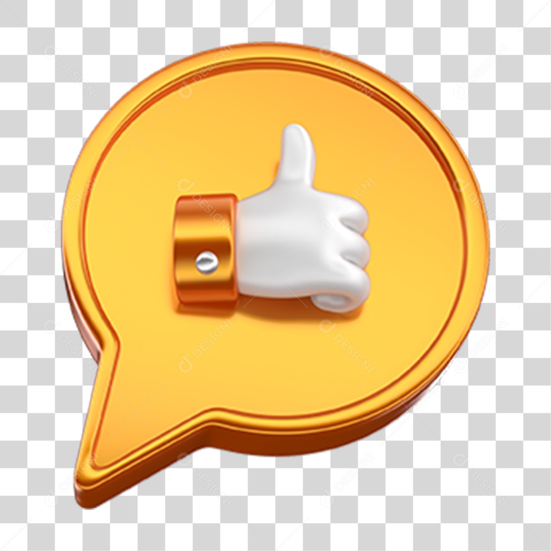 Ícone 3D Balão com Like PNG Transparente