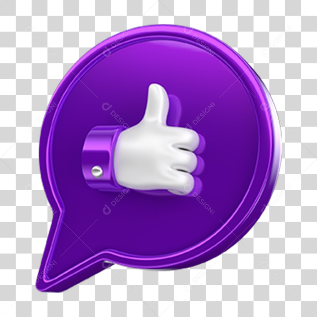 Ícone 3D Balão com Like PNG Transparente