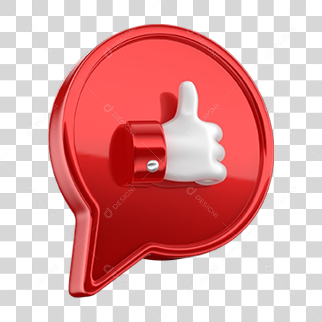 Ícone 3D Balão com Like PNG Transparente